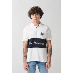 KOAJ - Camiseta polo unicolor con diseño de Yale y manga corta Hombre