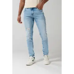 KOAJ - Jean azul claro tipo súper skinny para hombre cuenta co Hombre
