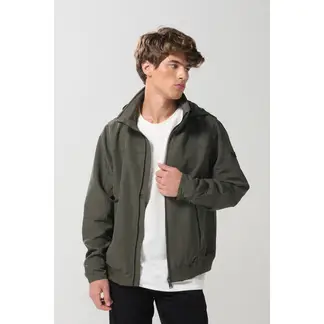 KOAJ - Chaqueta unicolor liviana con cuello alto y capota ocul Hombre