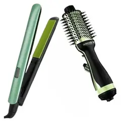 GENERICO - Set De Peinado Aguacte Power Plancha+ Cepillo Secador