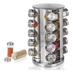GENERICO - Especiero Giratorio Condimentero Acero Inoxidable 20 Frascos