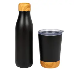 THERMOS - Set x2 Acero Inox – Taza 270 ml y Botella 500 ml Charcoal Wood