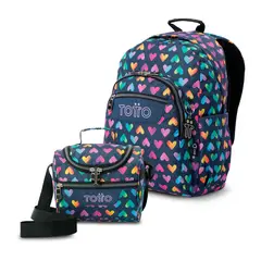 TOTTO - Combo Escolar Morral Acuarela y Lonchera Térmica Pizarra
