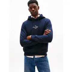 TOMMY HILFIGER - Buzo azul con capota y logo ribeteado