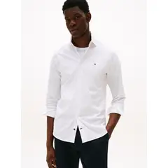 TOMMY HILFIGER - Camisa blanca de manga larga con diseño de popelina