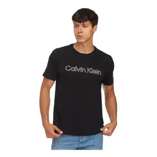 CALVIN KLEIN - Camiseta negra con logo traveling