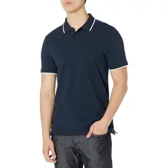 CALVIN KLEIN - Polo azul piqué de algodón