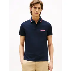 TOMMY HILFIGER - Polo azul de corte regular con logo