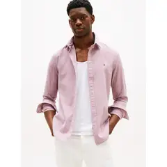 TOMMY HILFIGER - Camisa rosada Dobby de manga larga