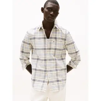 TOMMY HILFIGER - Camisa beige Oxford de manga larga