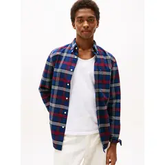TOMMY HILFIGER - Camisa azul oscuro Oxford de manga larga