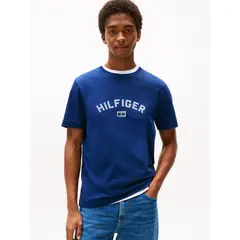 TOMMY HILFIGER - Camiseta azul Flock con logo estampado