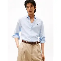 TOMMY HILFIGER - Camisa celeste Twill de manga larga