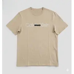 CALVIN KLEIN - Camiseta gris con doble logo