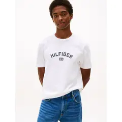 TOMMY HILFIGER - Camiseta blanca Flock con logo estampado