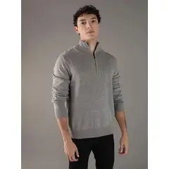 CALVIN KLEIN - Saco gris tejido de algodón con cierre