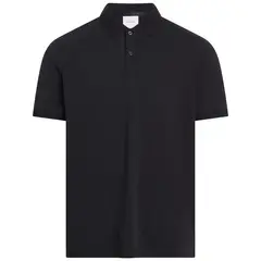 CALVIN KLEIN - Polo negro con logotipo en el pliegue de botones
