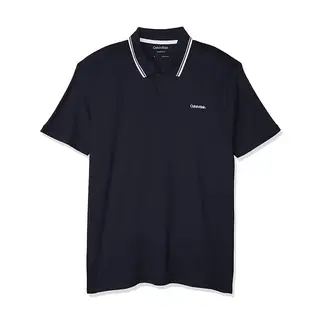 CALVIN KLEIN - Polo azul con ribete de algodón líquido