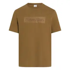 CALVIN KLEIN - Camiseta chocolate con bordado texturizado