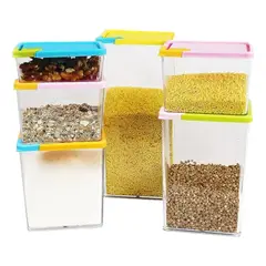 GENERICO - Set Contenedores Almacenar Granos Cereal Alimentos Cocina X6
