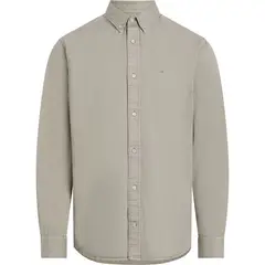 CALVIN KLEIN - Camisa beige de Sarga Ligera Teñida