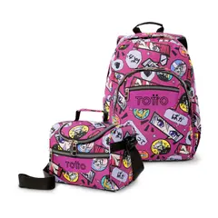 TOTTO - Combo Escolar Morral Grande Acuarela LoncheraTérmica Pizarra