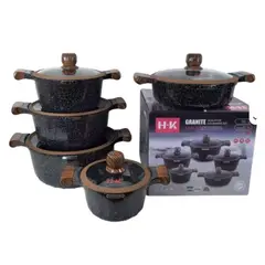 ZHOPI CO - Juego de Ollas de Granito X 10 Pcs Antiadherente de Aluminio Fundido