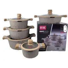 ZHOPI CO - Juego de Ollas de Granito X 10 Pcs Antiadherente de Aluminio Fundido