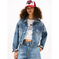 TOMMY HILFIGER - Chaqueta azul denim Tommy Girl con logo trasero Tommy Jeans