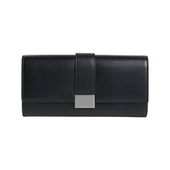 CALVIN KLEIN - Billetera negra con solapa y broche magnético