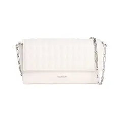 CALVIN KLEIN - Bolso beige cruzado acolchado con solapa