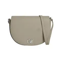 CALVIN KLEIN - Bolso beige cruzado con broche giratorio