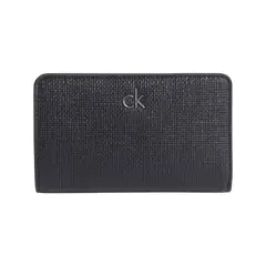 CALVIN KLEIN - Billetera negra granulada - Ck daily