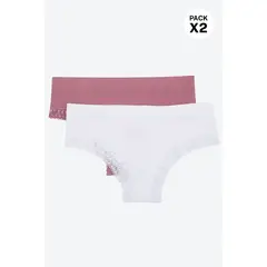 LILI PINK - Panty hipster tipo seamless paquete x2 en poliamida