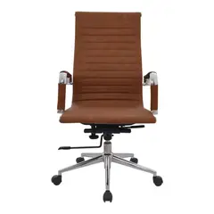 BONNO - Silla Escritorio Boss Espaldar Alto Moderna Confortable Color Camel