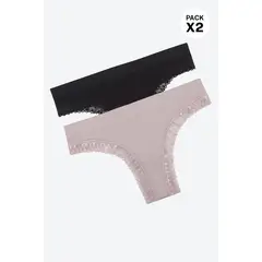 LILI PINK - Panty brasilera tipo seamless paquete x2 en poliamida