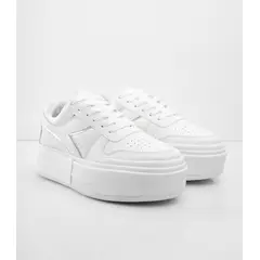 CALZADO ADRENALINA - Tenis blancos con plataforma y líneas plateadas STRIDERBCO