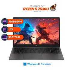 HP - Portátil Ryzen 5 7530U / 16GB / 1TB SSD / 15.6" FHD