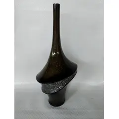 SIN ETIQUETAS - Florero Italy En Marmolina Y Cristal Tono Marmol De Pie 1970