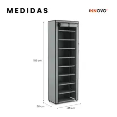 INNOVA - Clóset Armable 3 Cuerpos con Zapatero 9 Niveles Organizador