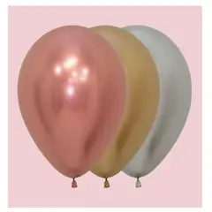 GENERICO - Globos Látex Cromados R12 X12 Dorado Plateado Oro Rosa