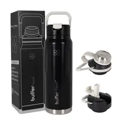 BUFFER FLASK - Botella Termica Termo Buffer Bebidas Calientes Frias 710 ml - Negro