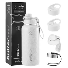 BUFFER FLASK - Termo Botella Agua Termica Inox Buffer + Tapas - Blanco