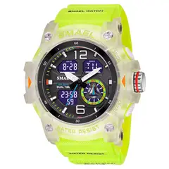 SMAEL - RELOJ 8007 ORIGINAL DOBLE HORA SUMERGIBLE VERDE FLUORESCENTE