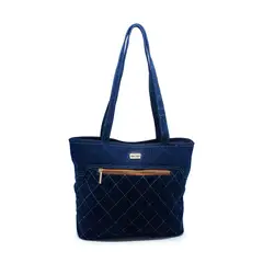 MACOLY - Bolso de hombro M877 jean acolchado oro