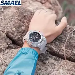 SMAEL - RELOJ 8007 ORIGINAL DOBLE HORA SUMERGIBLE TRANSPARENTE