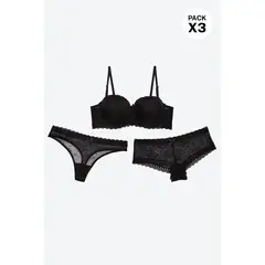 LILI PINK - Brasier + 2 pantys encaje