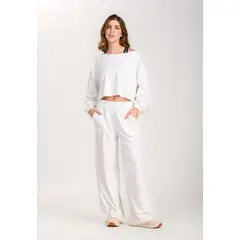 BELIFE - Buzo con escote amplio blanco para mujer
