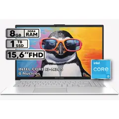 ASUS - PORTÁTIL INTEL CORE I3-N305 8GB RAM 1TB SSD PANTALLA 15.6” FHD COOL SILVER