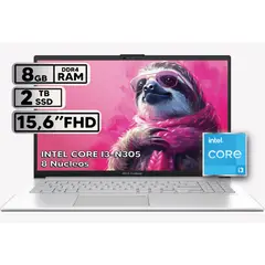 ASUS - PORTÁTIL INTEL CORE I3-N305 8GB RAM 2TB SSD PANTALLA 15.6” FHD COOL SILVER